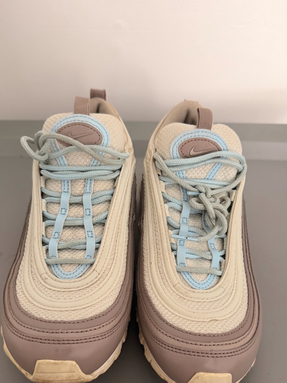 Nike Air Max 97 - Beige/Brown with Light Blue Accents